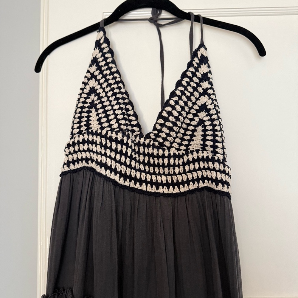 Lucky Brand Black Ruched Halter Maxi boho Dress - Picture 4 of 4